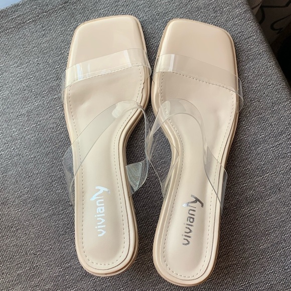 Vivianly Open Toe Clear Heels Mule Double Straps Slip On Chunky Sandal S… - Picture 6 of 17